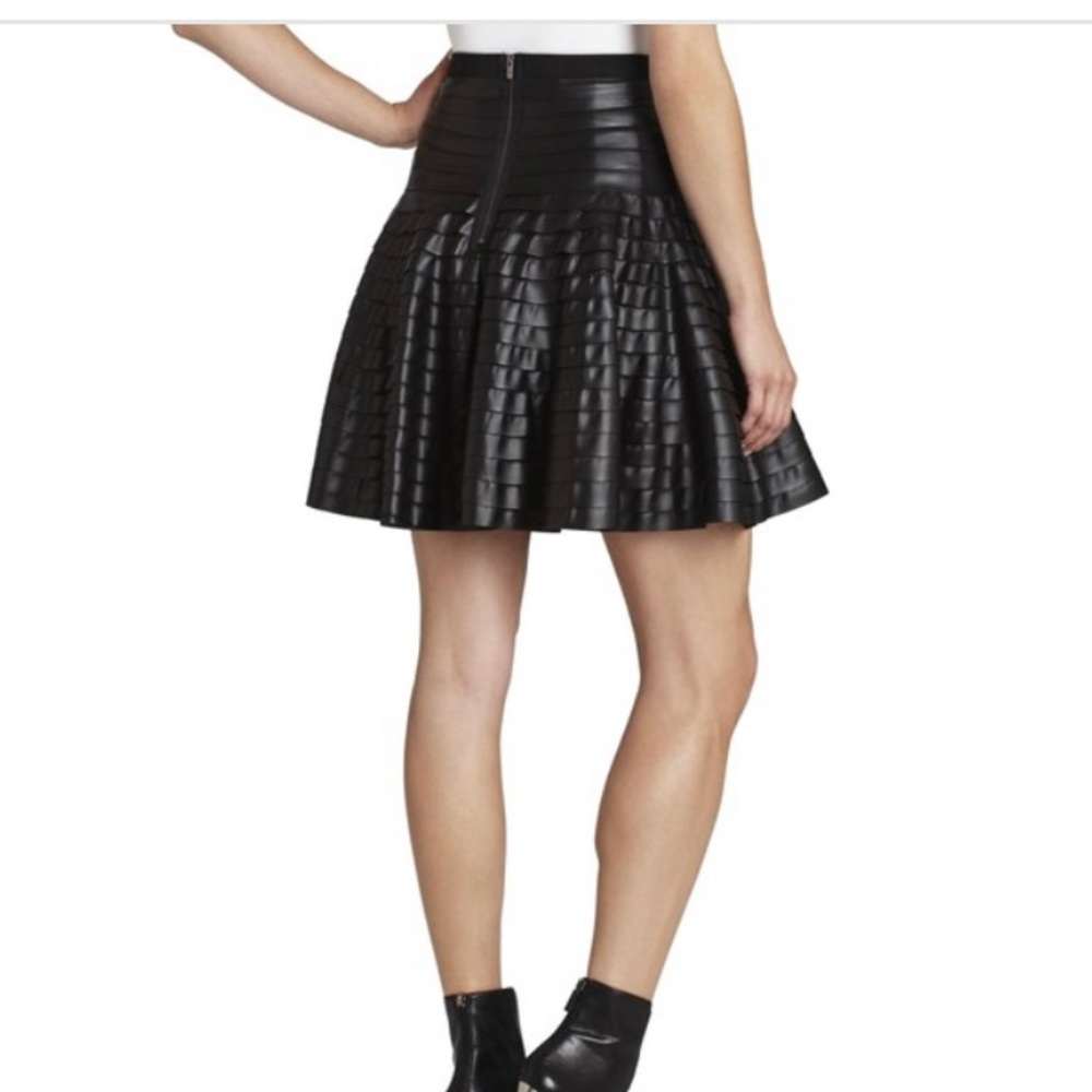 BCBGMAXAZRIA faux leather layers circle skirt Size XS